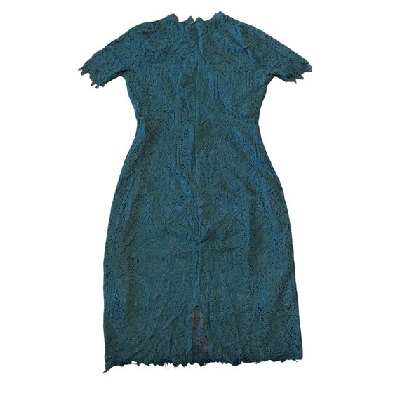 Lulu's Remarkable Forest Green Lace Short Sleeve High Neck Dress Size S - Picture 9 of 9